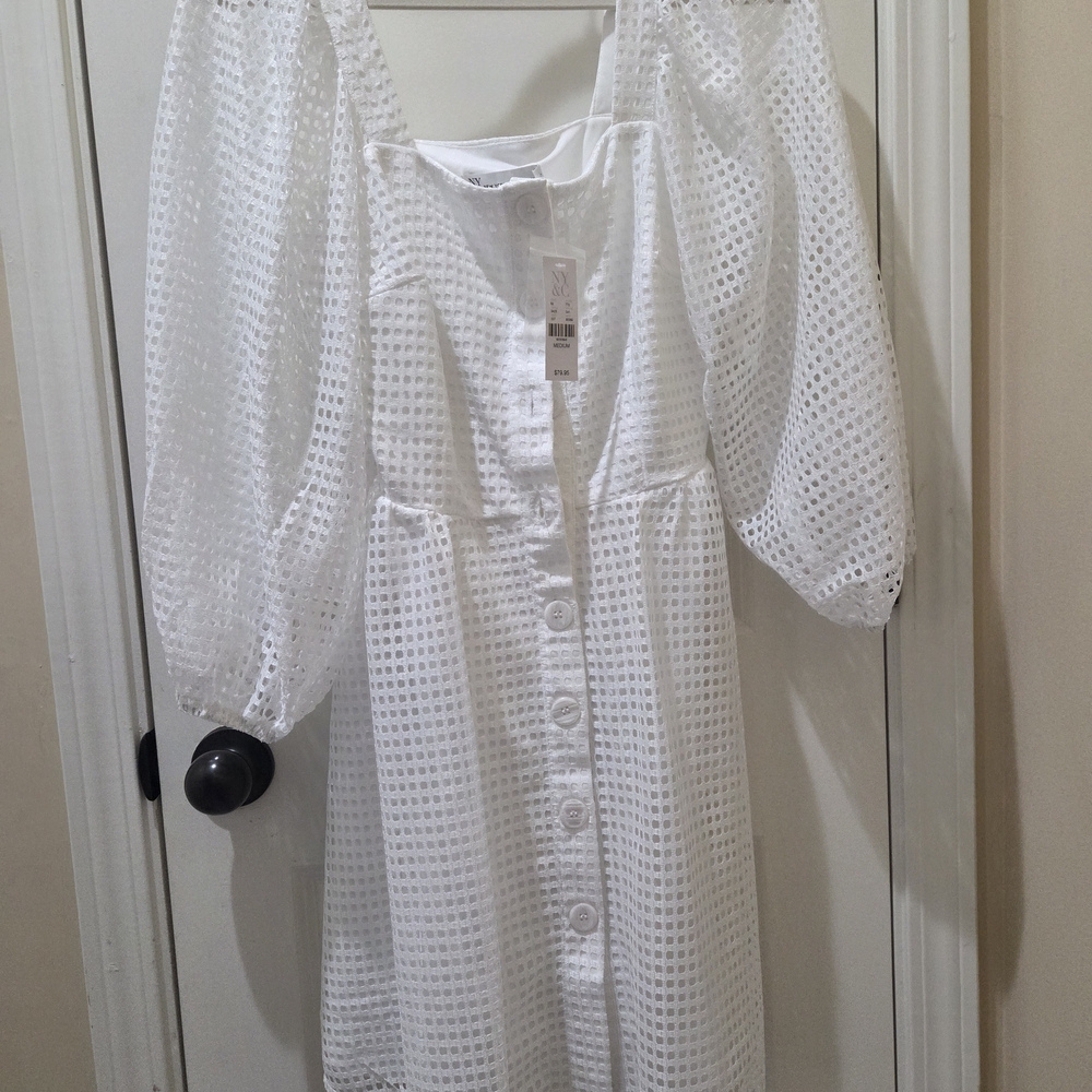 NY&C Elegant White Eyelet Dress